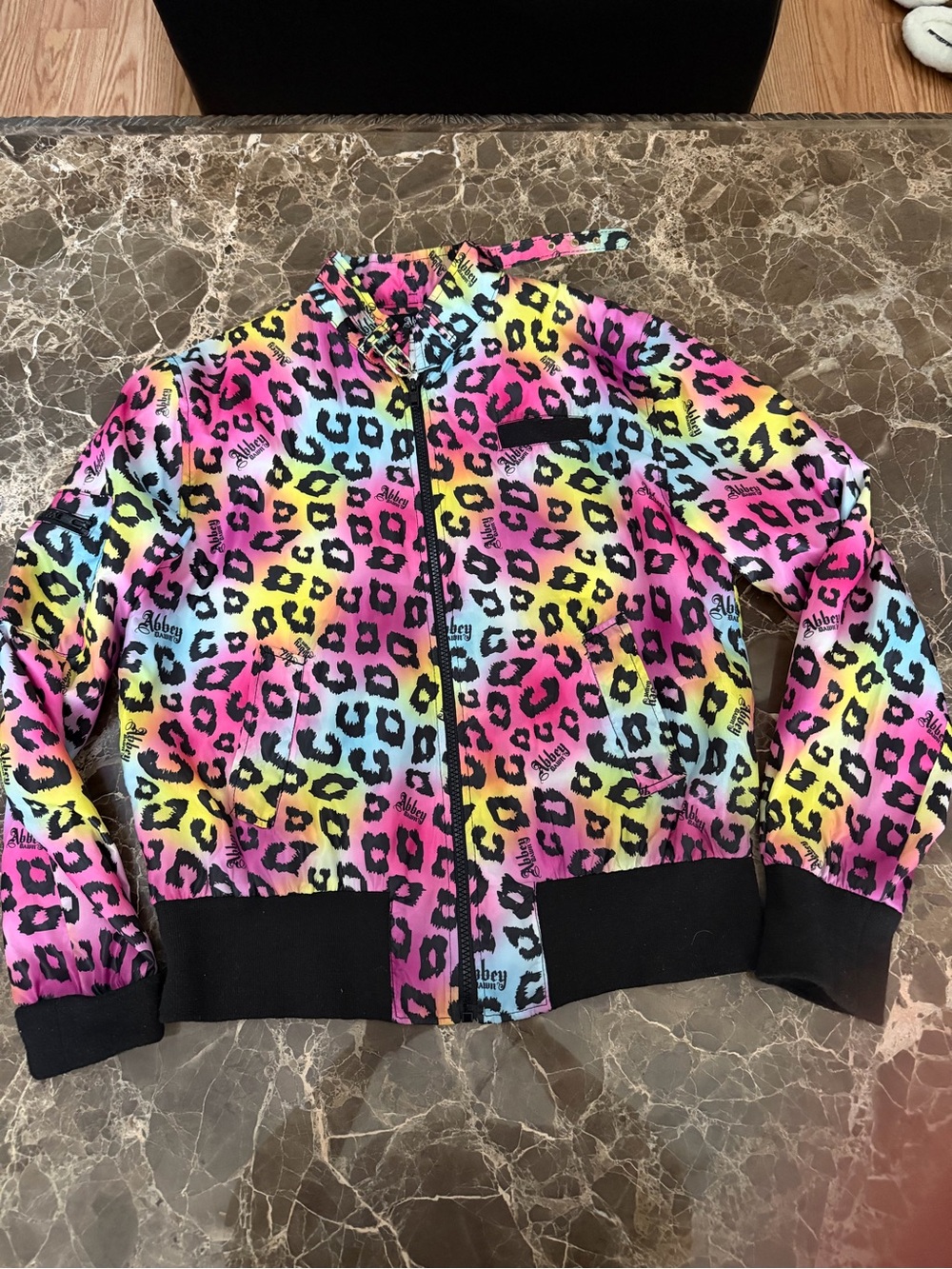 Abbey Dawn Neon Leopard Print Bomber Jacket - Pink, Yellow, Blue